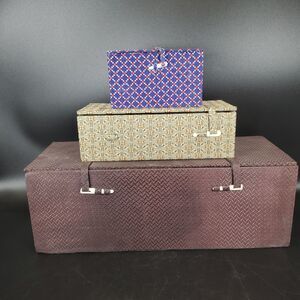 Vintage Chinese Silk Covered Boxes Lot 3 Brocade Storage READ